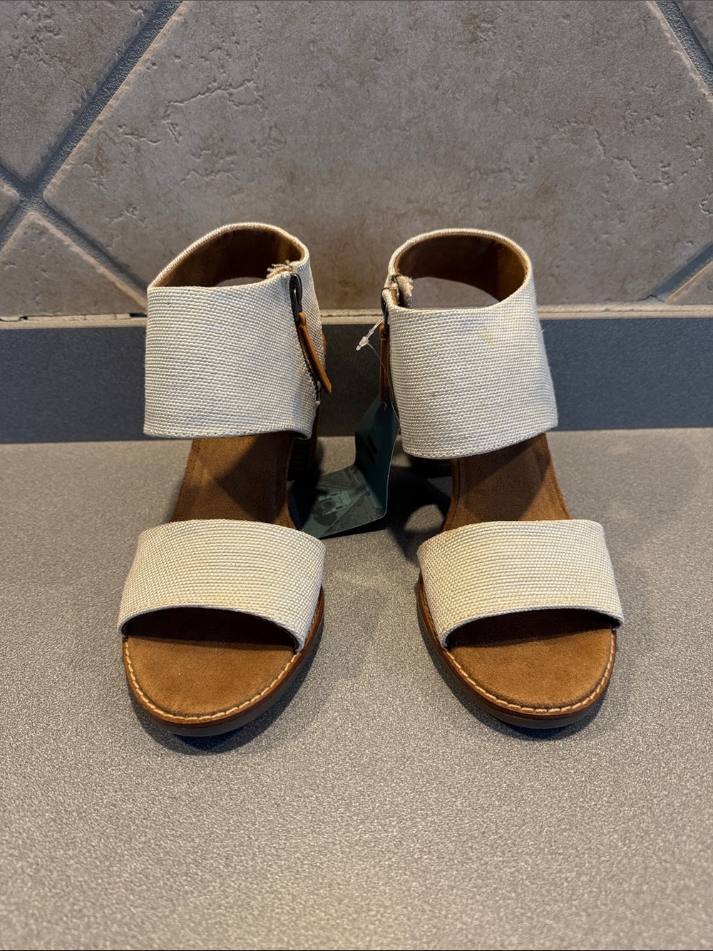 Toms Cream Canvas Ankle-Strap Sandals